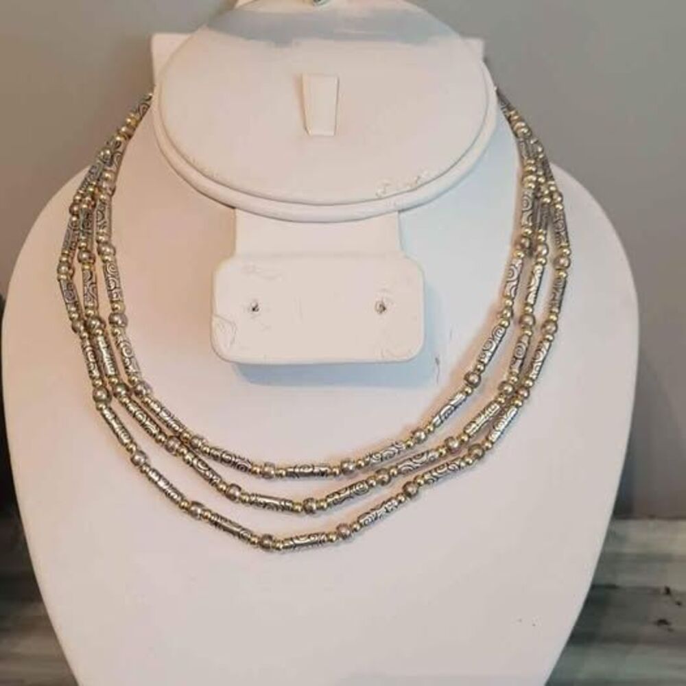 Brighton Two Tone 3 Strand Necklace Bracelet Set